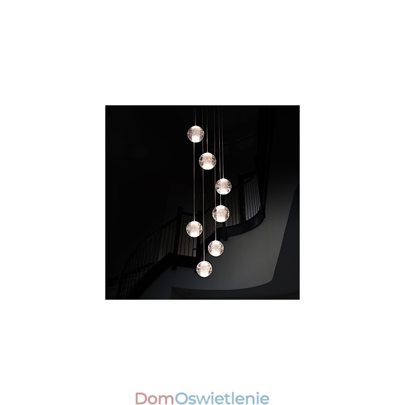 Nowoczesna lampa wisząca Lampa wisząca G4 Retroifit 7 świateł Chromowana powłoka Kryształ do oświetlenia schodów