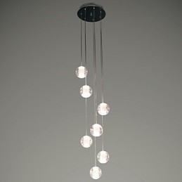 Nowoczesna lampa wisząca Lampa wisząca G4 Retroifit 7 świateł Chromowana powłoka Kryształ do oświetlenia schodów