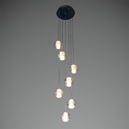 Nowoczesna lampa wisząca Lampa wisząca G4 Retroifit 7 świateł Chromowana powłoka Kryształ do oświetlenia schodów