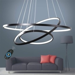 Ściemnialna lampa wisząca z pilotem zdalnego sterowania, nowoczesny design, trzy pierścienie