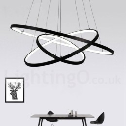 Ściemnialna lampa wisząca z pilotem zdalnego sterowania, nowoczesny design, trzy pierścienie