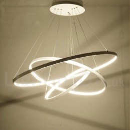 Ściemnialna lampa wisząca z pilotem zdalnego sterowania, nowoczesny design, trzy pierścienie
