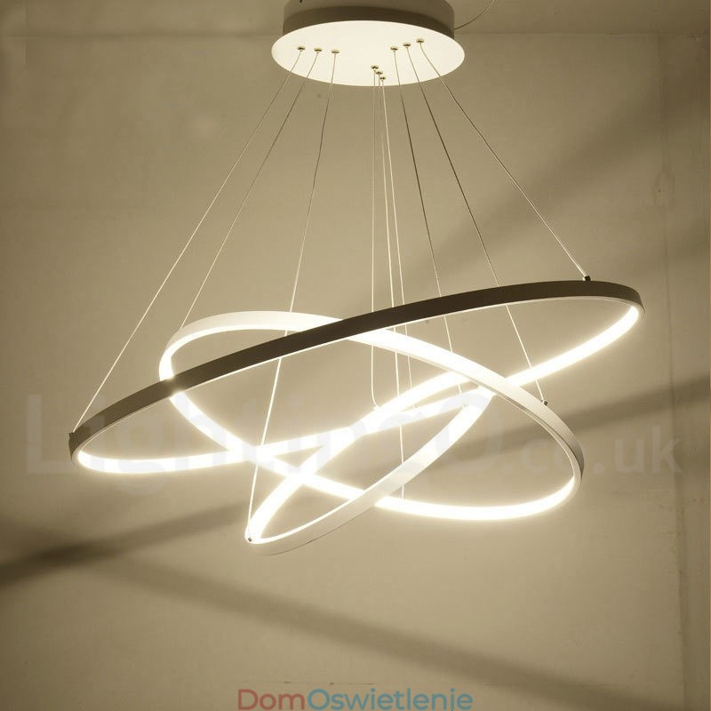 Ściemnialna lampa wisząca z pilotem zdalnego sterowania, nowoczesny design, trzy pierścienie