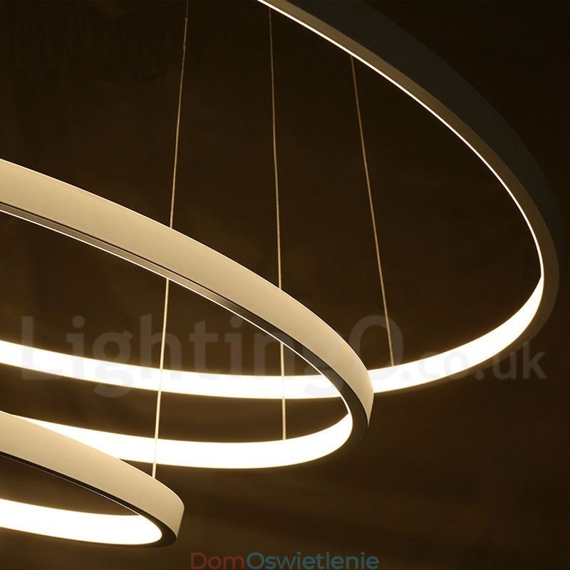 Ściemnialna lampa wisząca z pilotem zdalnego sterowania, nowoczesny design, trzy pierścienie