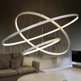 Ściemnialna lampa wisząca z pilotem zdalnego sterowania, nowoczesny design, trzy pierścienie