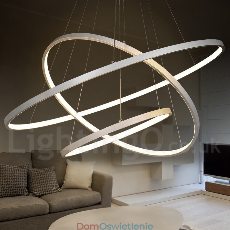 Ściemnialna lampa wisząca z pilotem zdalnego sterowania, nowoczesny design, trzy pierścienie