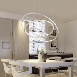Ściemnialna lampa wisząca z pilotem zdalnego sterowania, nowoczesny design, trzy pierścienie