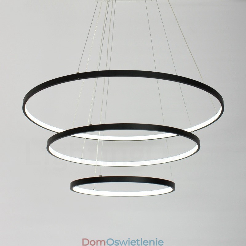 Ściemnialna lampa wisząca z pilotem zdalnego sterowania, nowoczesny design, trzy pierścienie