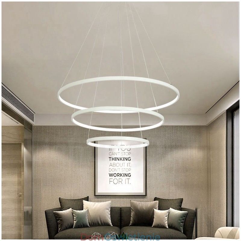 Ściemnialna lampa wisząca z pilotem zdalnego sterowania, nowoczesny design, trzy pierścienie