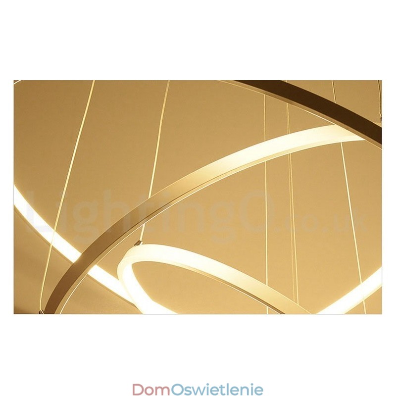 Ściemnialna lampa wisząca z pilotem zdalnego sterowania, nowoczesny design, trzy pierścienie