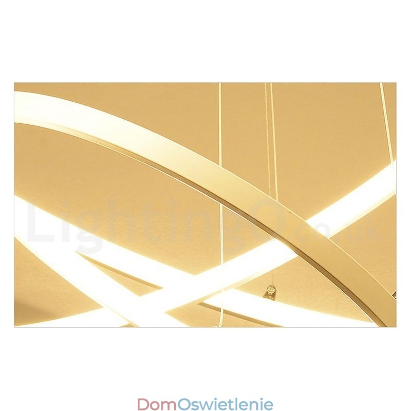 Ściemnialna lampa wisząca z pilotem zdalnego sterowania, nowoczesny design, trzy pierścienie