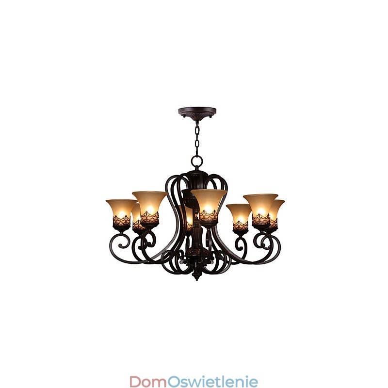 Żyrandol wiszący 8 świateł Vintage Country Island Metal + szkło