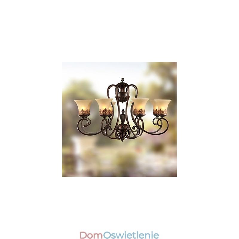 Żyrandol wiszący 8 świateł Vintage Country Island Metal + szkło