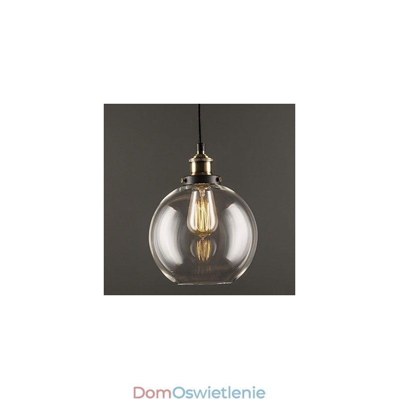 Przemysłowa lampa wisząca fabryczna antyczny mosiądz jedna oprawa świetlna szklany klosz lampa wisząca kawiarnia