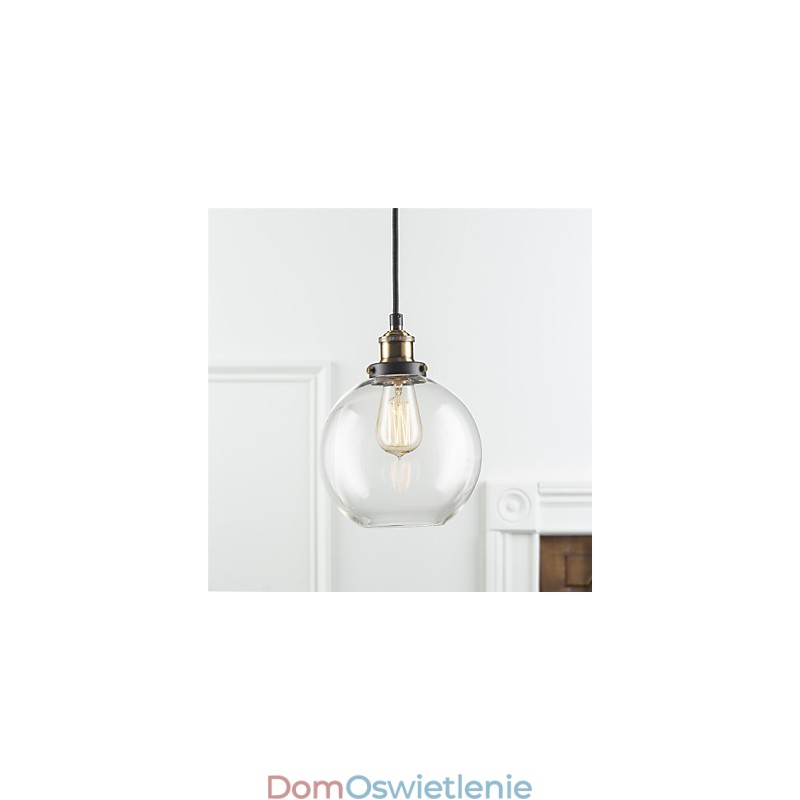 Przemysłowa lampa wisząca fabryczna antyczny mosiądz jedna oprawa świetlna szklany klosz lampa wisząca kawiarnia
