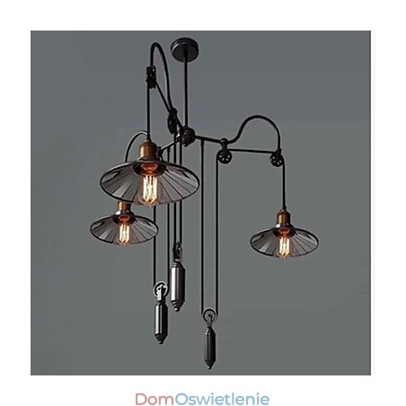 Vintage Pully lampa wisząca 3 wyspy przedpokój metal + szklany klosz wewnętrzny Vintage Pully lampa wisząca 3 wyspy przedpokój metal + szklany klosz wewnętrzny