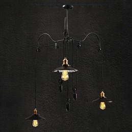 Vintage Pully lampa wisząca 3 wyspy przedpokój metal + szklany klosz wewnętrzny