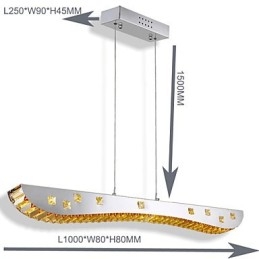 Lampa wisząca kryształowa, lampa wisząca metalowa, chromowana, bursztynowa lub przezroczysta