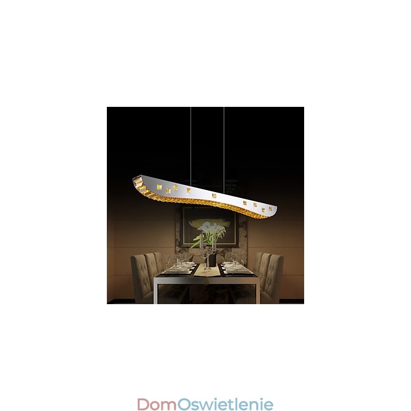 Lampa wisząca kryształowa, lampa wisząca metalowa, chromowana, bursztynowa lub przezroczysta