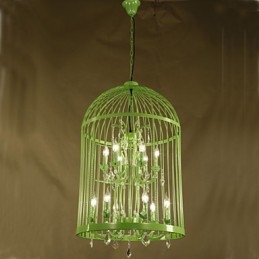 Vintage Żelazna Klatka Schodowa Lampa Żyrandol Kryształ