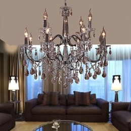 Żyrandol kryształowy nowoczesny 2 poziomy salon 12 świateł