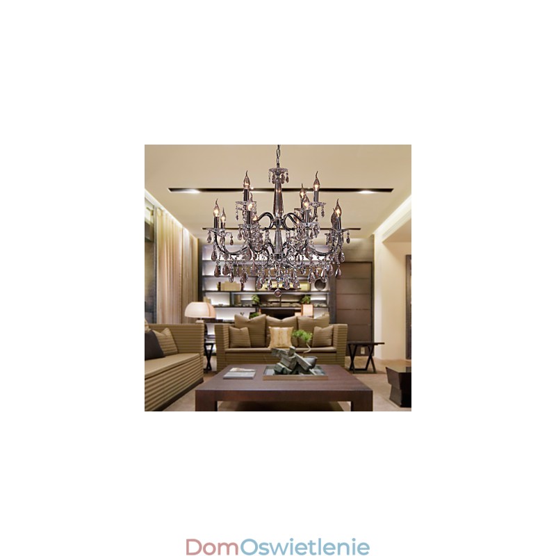 Żyrandol kryształowy nowoczesny 2 poziomy salon 12 świateł