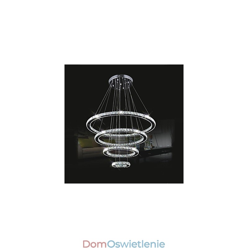 Kryształowa lampa wisząca sufitowa oświetlenie kryształowe okrągłe 4 pierścienie 40CM 60CM 80CM Źródło opraw