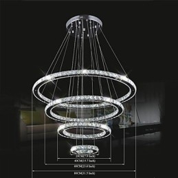 Kryształowa lampa wisząca sufitowa oświetlenie kryształowe okrągłe 4 pierścienie 40CM 60CM 80CM Źródło opraw