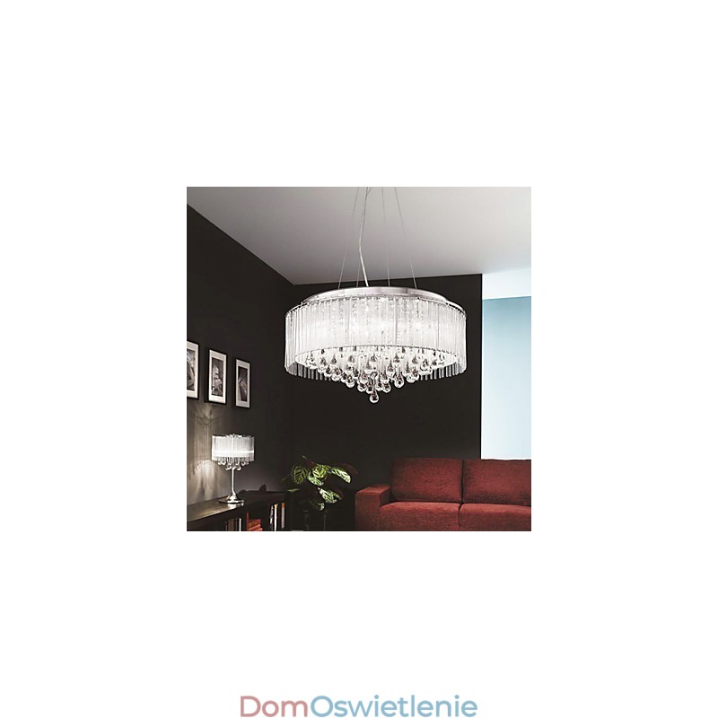 Nowoczesna współczesna lampa wisząca Drum Crystal Chrome