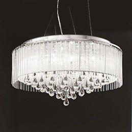 Nowoczesna współczesna lampa wisząca Drum Crystal Chrome