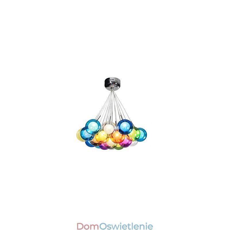Nowoczesna lampa wisząca Bubble Globe z kolorowego szkła z 19 światłami