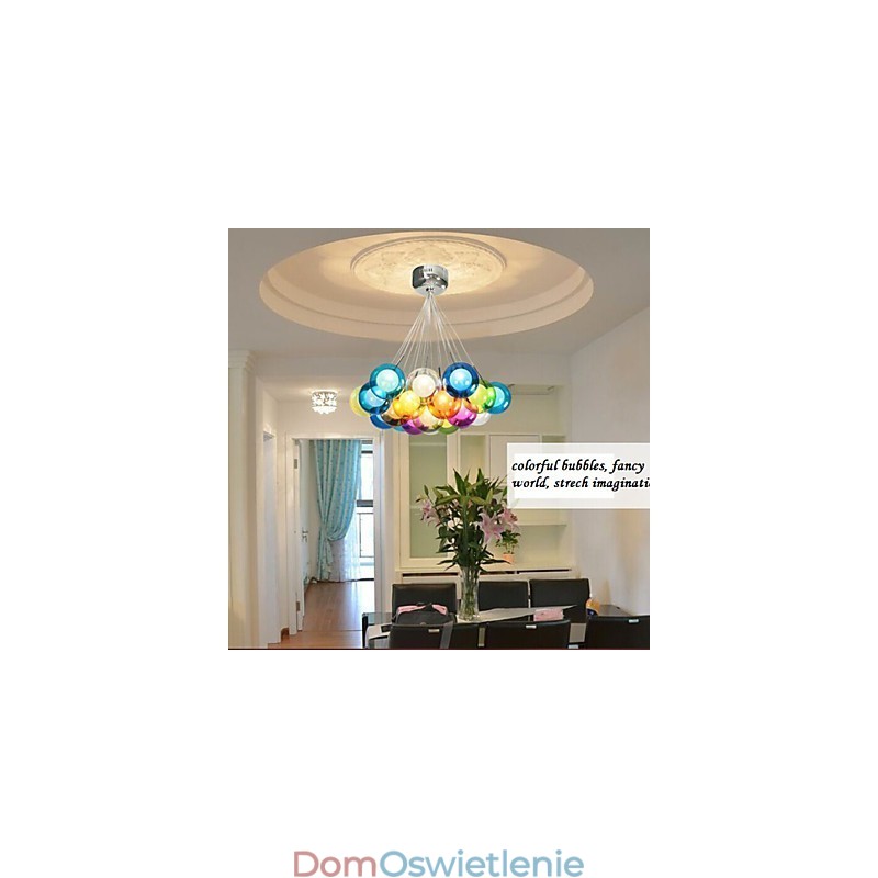 Nowoczesna lampa wisząca Bubble Globe z kolorowego szkła z 19 światłami