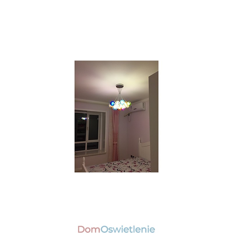 Nowoczesna lampa wisząca Bubble Globe z kolorowego szkła z 19 światłami
