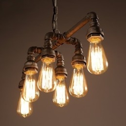 Edison Retro Loft Style Vintage Industrial Wisząca lampa Metalowa rura wodna Lampara Colgantes