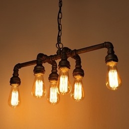Edison Retro Loft Style Vintage Industrial Wisząca lampa Metalowa rura wodna Lampara Colgantes