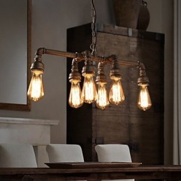 Edison Retro Loft Style Vintage Industrial Wisząca lampa Metalowa rura wodna Lampara Colgantes