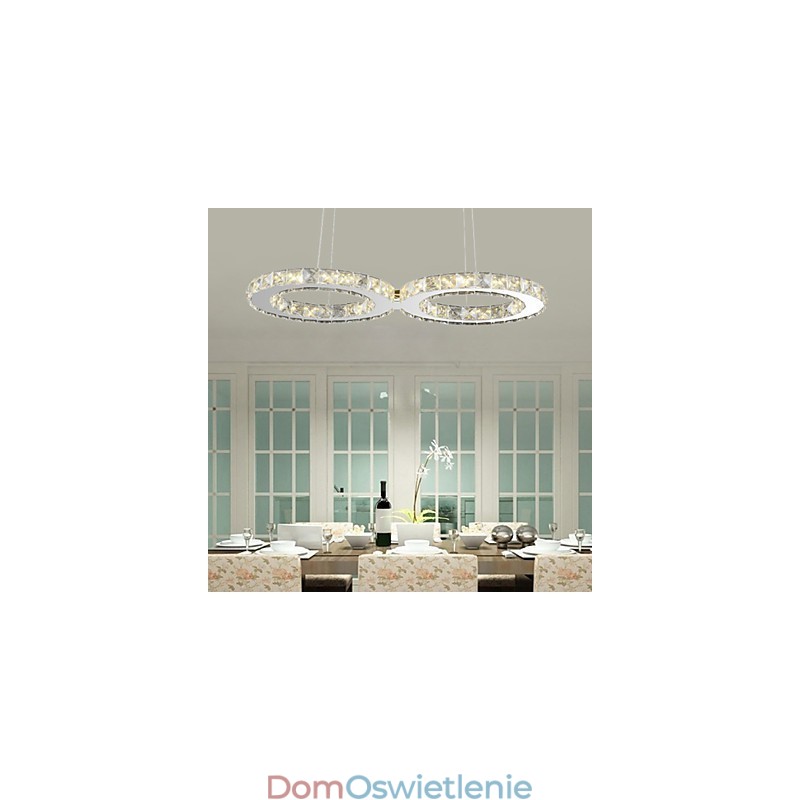 Współczesna lampa wisząca z metalu w kolorze chromu i kryształu