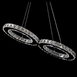 Współczesna lampa wisząca z metalu w kolorze chromu i kryształu