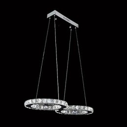 Współczesna lampa wisząca z metalu w kolorze chromu i kryształu