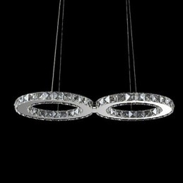 Współczesna lampa wisząca z metalu w kolorze chromu i kryształu