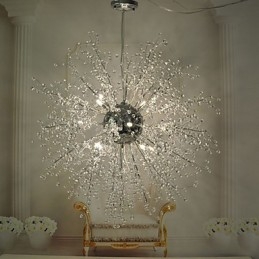 Żyrandol wiszący z kryształkami Globe Crystal Chrome Metal