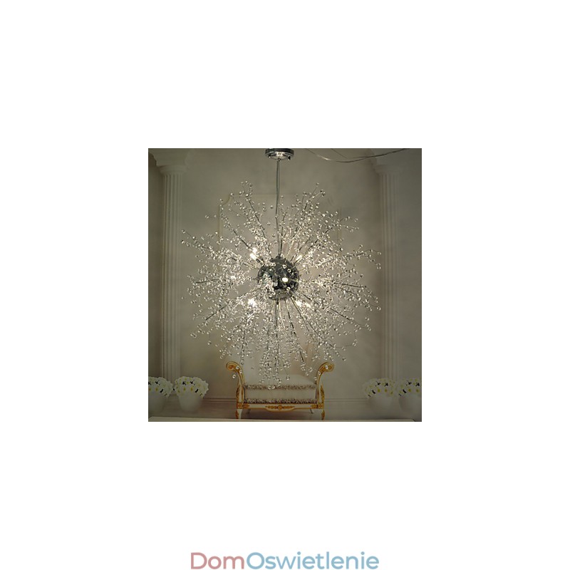 Żyrandol wiszący z kryształkami Globe Crystal Chrome Metal