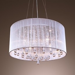 Nowoczesna współczesna lampa wisząca z kryształu bębenkowego z galwanizowanego metalu