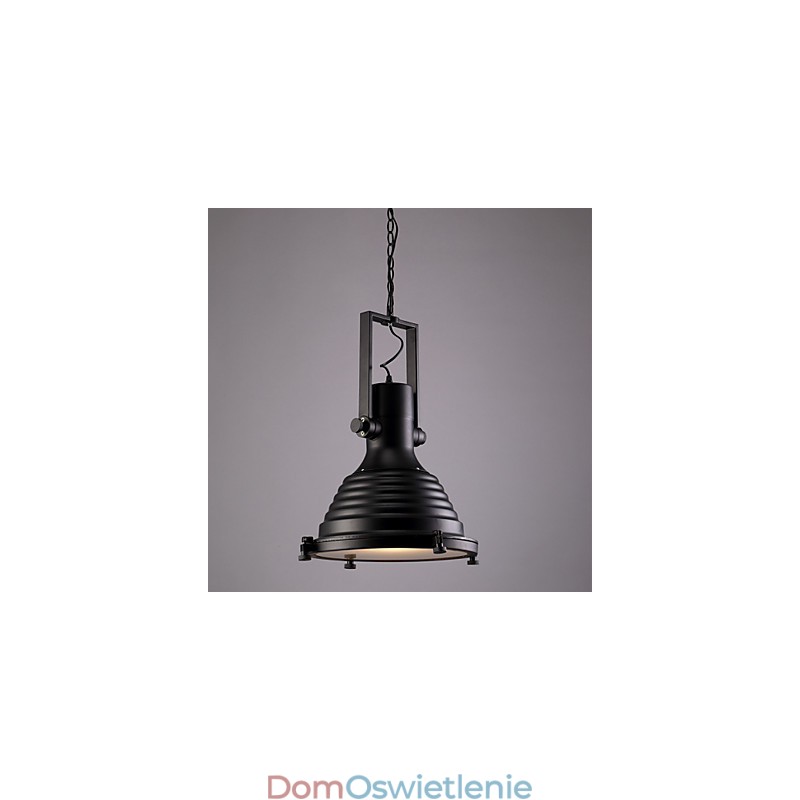 Czarna lampa wisząca z żelaza w stylu retro i szklany klosz Sklep