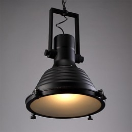 Czarna lampa wisząca z żelaza w stylu retro i szklany klosz Sklep