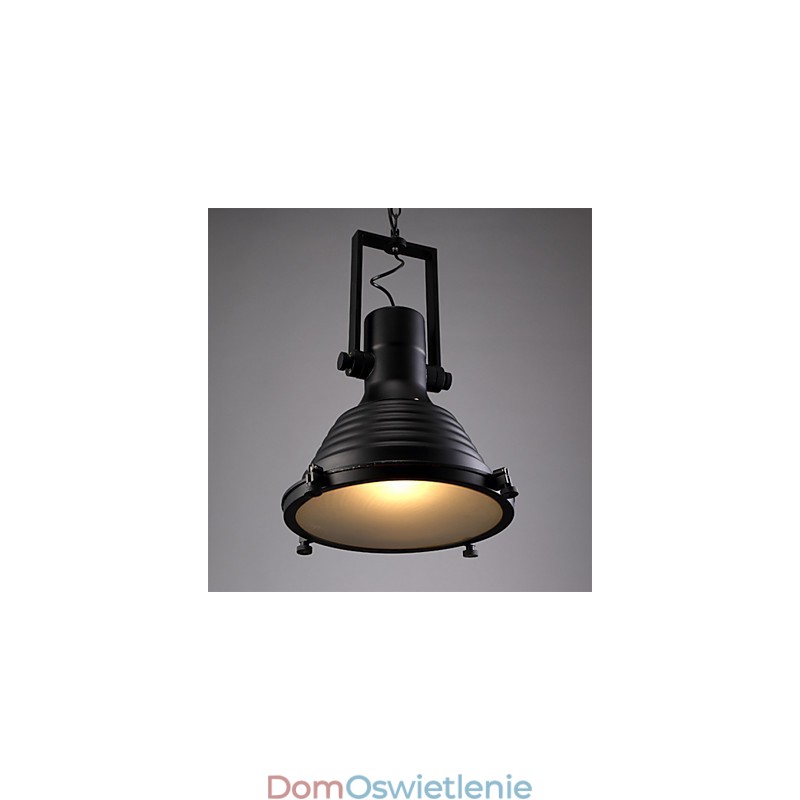 Czarna lampa wisząca z żelaza w stylu retro i szklany klosz Sklep