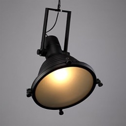 Czarna lampa wisząca z żelaza w stylu retro i szklany klosz Sklep