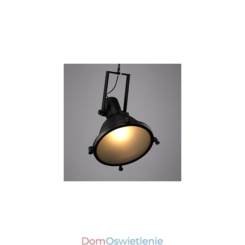 Czarna lampa wisząca z żelaza w stylu retro i szklany klosz Sklep