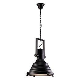 Czarna lampa wisząca z żelaza w stylu retro i szklany klosz Sklep