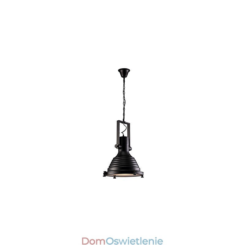 Czarna lampa wisząca z żelaza w stylu retro i szklany klosz Sklep